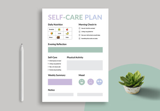 Professional Self Care Planner Design Layout