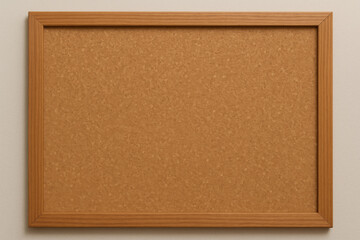 Empty cork bulletin board with wooden frame