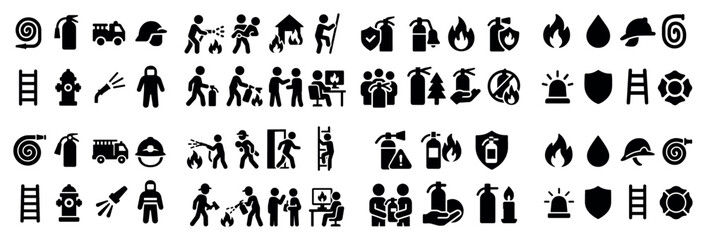 Fire safety icons collection
