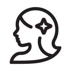 Stylized profile of a woman with a sparkle icon