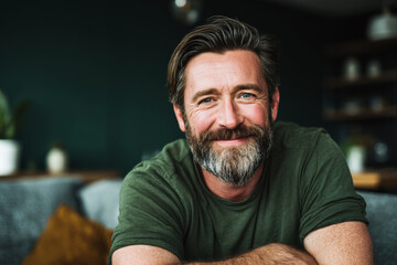 senior man sitting on sofa