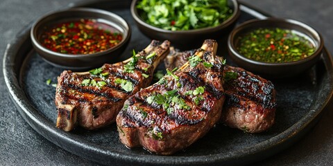 Tender lamb chops marinated in Chinese yarn, then grilled