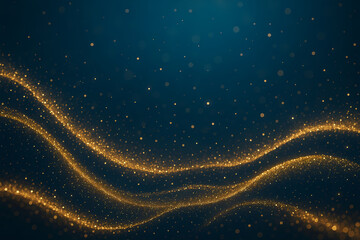 Obraz premium Elegant Blue Abstract Background with Golden Glitter Waves