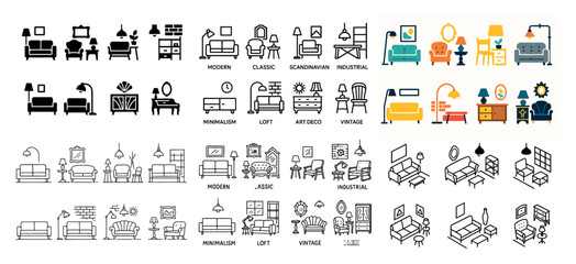 Modern to vintage furniture icons © Katy Pink