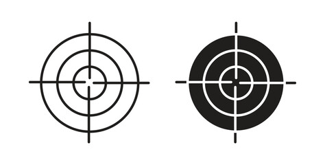 Aim icons in line designs. solid silhouette style in black
