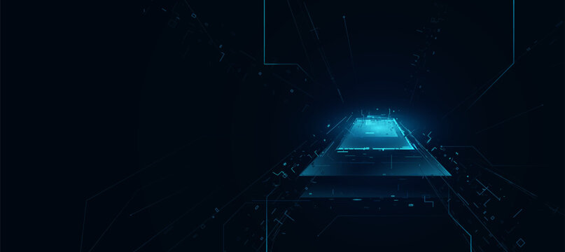 Quantum Computing Digital Technology Background with Data Processing Lines