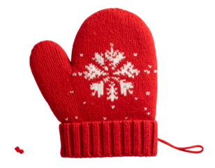 Christmas mitten isolated on transparent background