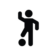 Simple silhouette icon depicting a soccer player in action, controlling the ball with a kick