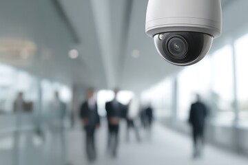 Security camera monitoring people in modern office