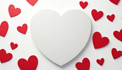 Valentine Day Concept. A blank heart shape surrounded by smaller red hearts, symbolizing love and affection, perfect for Valentine's Day or romantic themes.