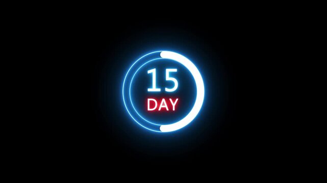 Neon counting 30 day animation.  Counting 30 days to go.  Counting timer number.