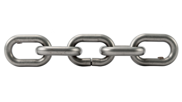 Sturdy metal chain links connected together, showcasing robust design and industrial style. Ideal for various applications construction - Powered by Adobe