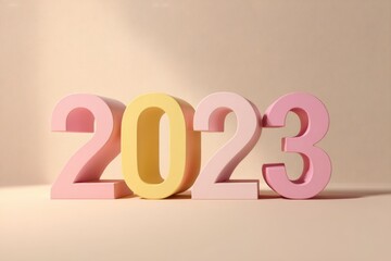 Creative 2023 Numbers in Pastel Colors for New Year Celebration