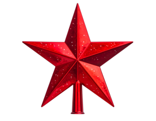 Christmas tree topper star isolated on transparent background