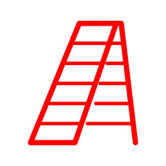 ladder_icon A clean black outline icon of a tall ladder with a flat top platform, symbolizing climbing, construction, progress, elevation, and safety equipment.