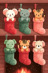 set of funny animals