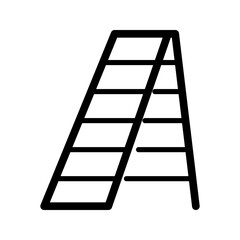 ladder_icon A clean black outline icon of a tall ladder with a flat top platform, symbolizing climbing, construction, progress, elevation, and safety equipment.