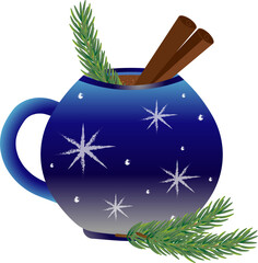 Winter cup of coffee with cinnamon