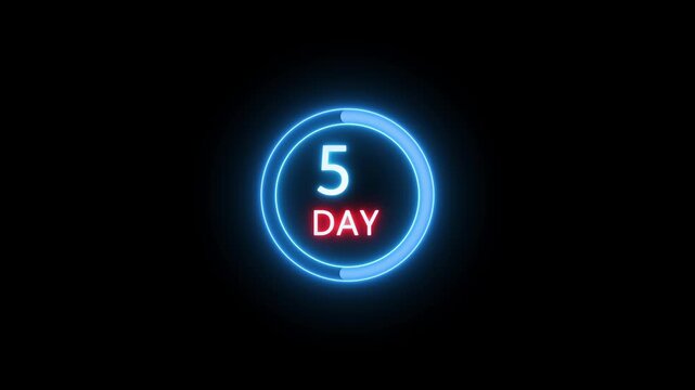 Neon counting 10 day animation.  Counting 10 days to go.  Counting timer number.