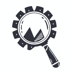 Nine magnifying glass icon variations showcase different zooming and research possibilities, isolated well