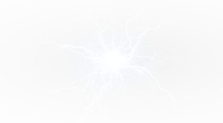 Intense electric discharge rendered as a high-quality PNG with overlay capability, creating a powerful atmospheric strike effect suitable for storm concepts and energetic compositions.