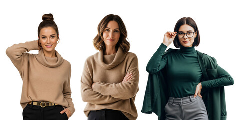 group of beauty woman isolated on white