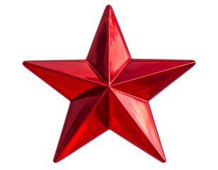 Red Christmas star isolated on transparent background