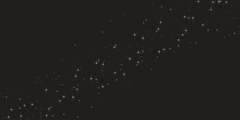 Light bokeh background with white glitter effect and star dust particles. Sparkle magic texture with shimmer and shine for festive atmosphere. Transparent bg with confetti and bright decoration.