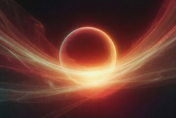 Obraz premium Abstract glowing red orb radiating ethereal light trails and intense energy