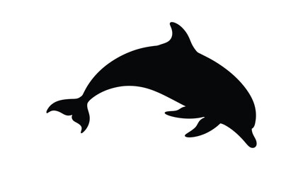 Fototapeta premium A black silhouette of a jumping dolphin isolated on a clean white background