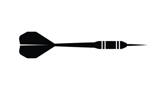 A simple silhouette icon of a single dart used for playing the game of darts