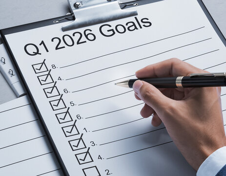Hand checking task list &ldquo;Q1 2026 Goals&rdquo;