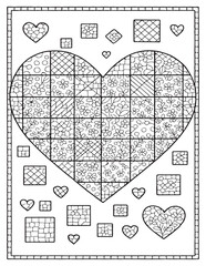 Intricate heart shaped design with small hearts and decorative boxes