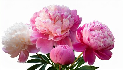 Fototapeta premium Beautiful Peony Flowers Isolated On A Transparent Background Generative Ai