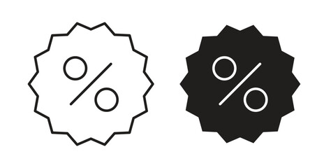 Discount icons in line designs. solid silhouette style in black
