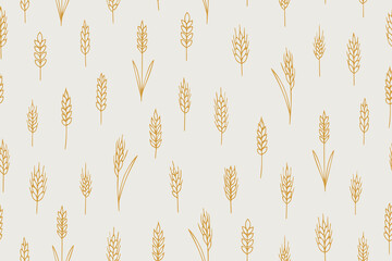  Wheat pattern vector illustration featuring golden wheat stalks arranged in a seamless design. Perfect for backgrounds or agricultural-themed projects and designs.