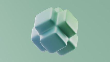 3d rendering of a smooth, rounded object with soft edges floating against a simple background