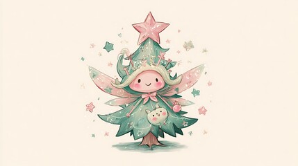 christmas angel with a tree