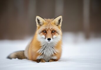 Obraz premium Red Fox Lying in Snow Winter Wildlife Portrait Beautiful Fur.