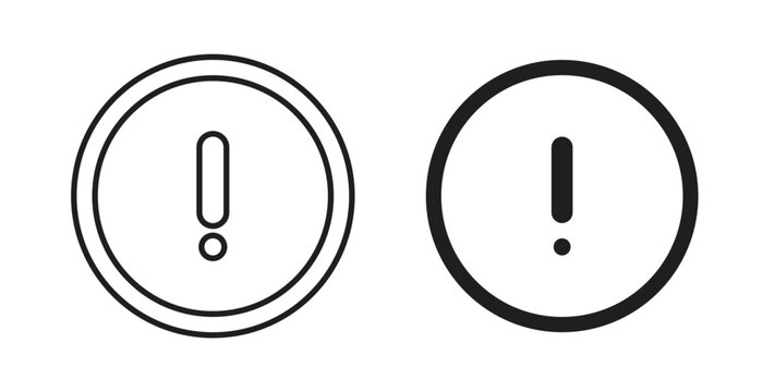 Exclamation button icons in line designs. solid silhouette style in black