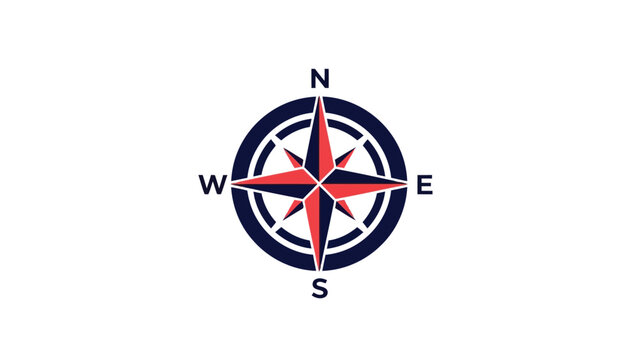 Vector illustration of nautical compass rose pointing direction, guidance, and navigation