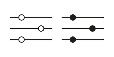 Filter Control icons in line designs. solid silhouette style in black
