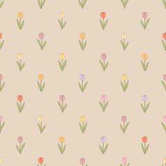 spring easter tulip pattern &ndash; soft pastel floral seamless design