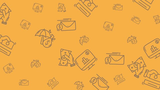 Ecommerce pattern financial icons display digital shopping with money credit cards and charts ideal for website banners, online advertisements, and presentations.