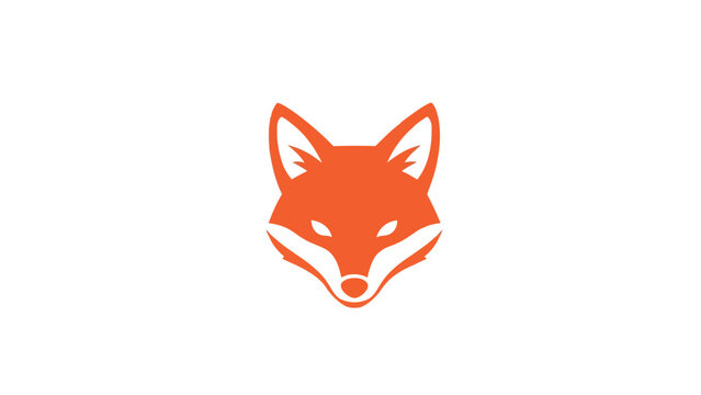 Flat design of a bright orange fox head vector illustration on plain background