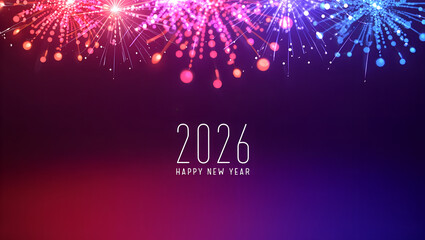 Abstract colorful fireworks design for New Year 2026 celebration  