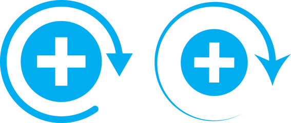 Obraz premium Health recovery icon set. Medical plus signs with upward arrow sign. Medical and Healthcare Symbols. vector Illustration. Medical and Healthcare Symbols