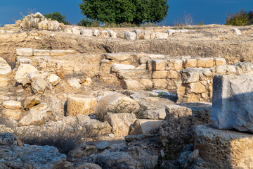 Archaeological ruins of the ancient city at Sepphoris Zippori National Park in northern Israel, with natural Galilee landscape, stone walls and excavations under clear daylight 