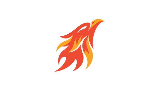 Vector illustration of fiery eagle head, graphic logo design, burning phoenix.