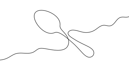 Continuous one line drawing of a dining spoon for eating food. Spoon drawing with editable black stroke on white background. Vector illustration.
